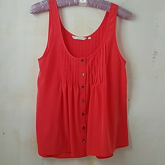 ZOA Tops - Orange/Red buttondown 100% polyester tank top